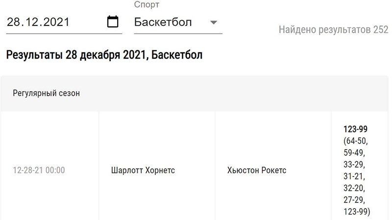 Раздел результатов