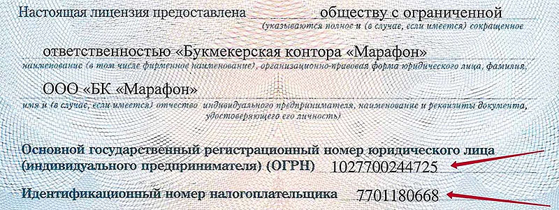 Данные беттинговой компании