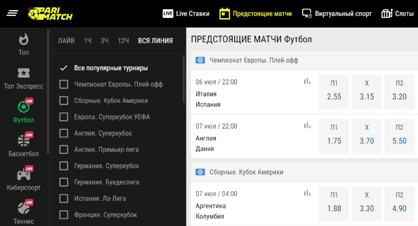 Популярные турниры по футболу
